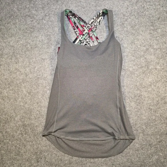 Lululemon Tank Women 6 Gray Free To Be Tank Strappy Back Built-in Bra - Picture 1 of 8